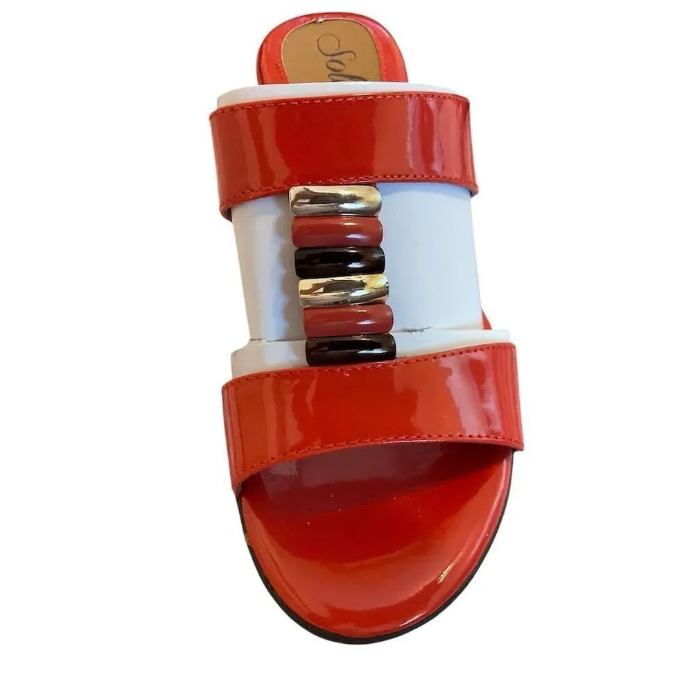 Solos Women’s  Sandals Size 8 Coral Wedge Open Toe Casual